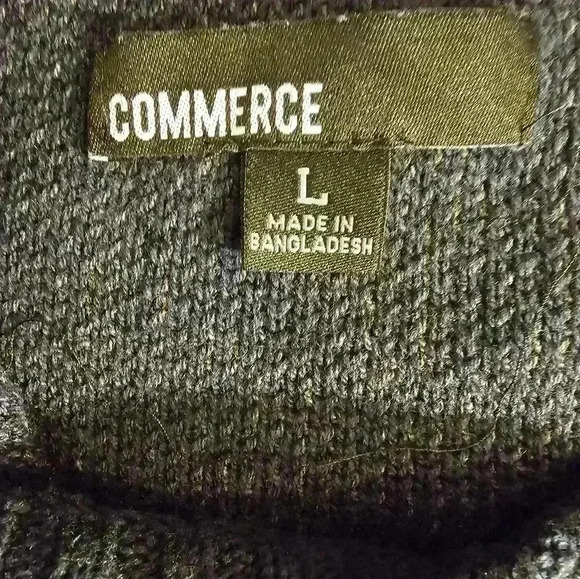 Commerce Mens Cotton Blend Sweater Hoodie Gray/White Size Large - Picture 8 of 10